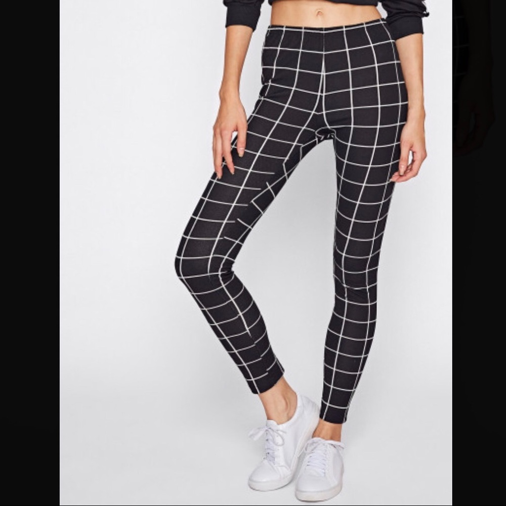 Skinny Pants / Leggings With Grid Design - Picture 4 of 6